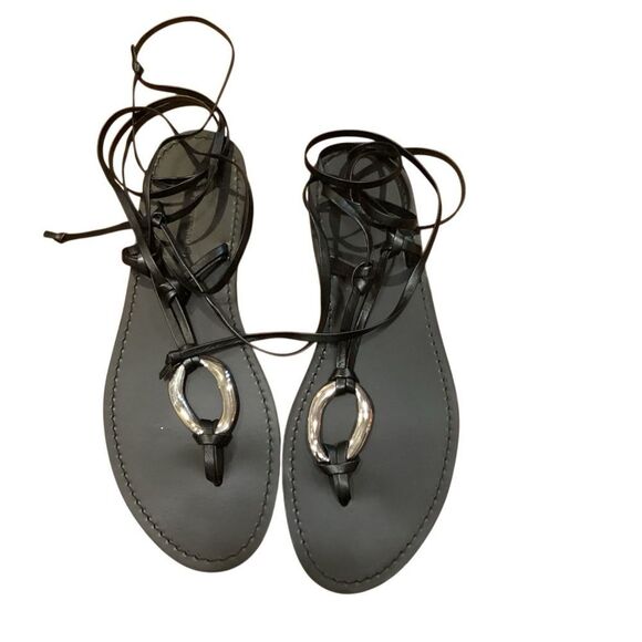 AQUA x Liat Baruch Women's Ilria Ankle Tie Strappy Thong Sandals Size 10 - Picture 4 of 13